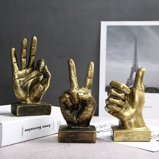Finger Gesture Sculpture Decor Set