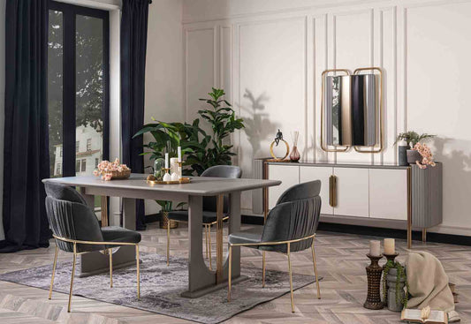 FLORYA - ( 6 Chairs + Table + Buffet Cabinet + Mirror)