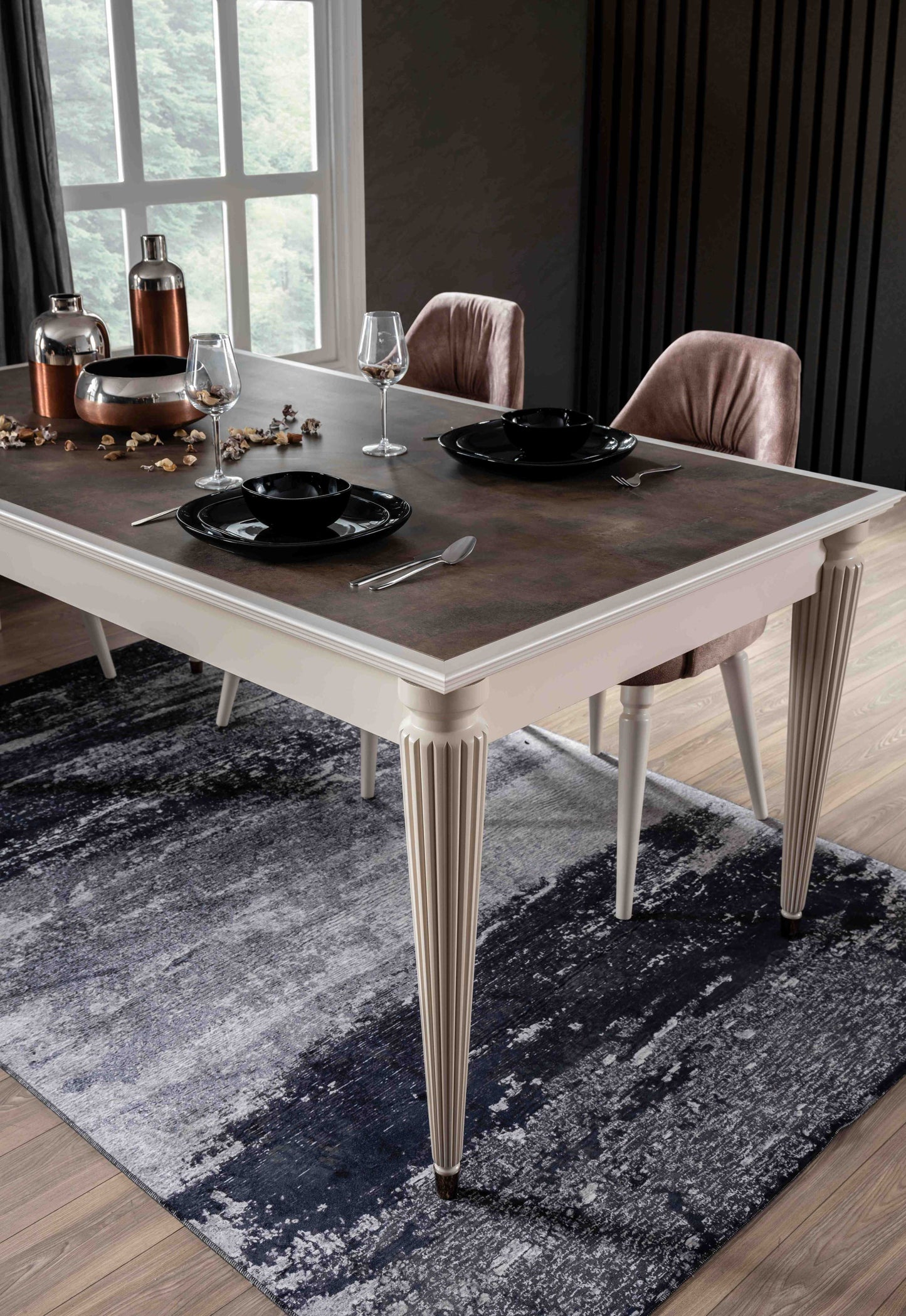 NİRVANA - ( 6 Chairs + Table + Buffet Cabinet + Mirror)