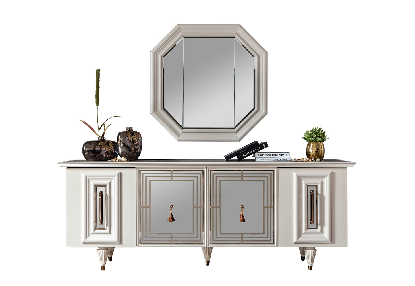 NİRVANA - ( 6 Chairs + Table + Buffet Cabinet + Mirror)